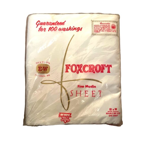 NOS Vintage FOXCROFT Burlington FINE MUSLIN White Flat Double Bed Sheet 81 x 99 - Picture 1 of 3